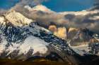 Torres del Paine and clouds, Chile Art Print
